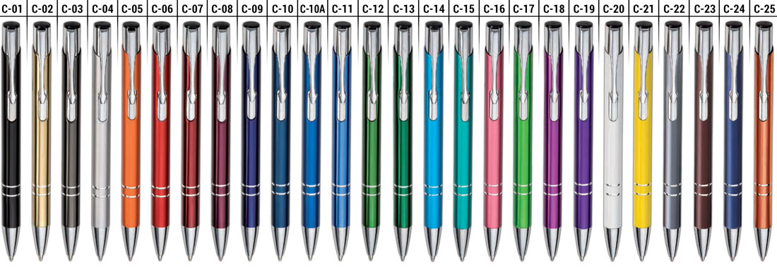 Wzornik koloru długopisów reklamowych Cosmo